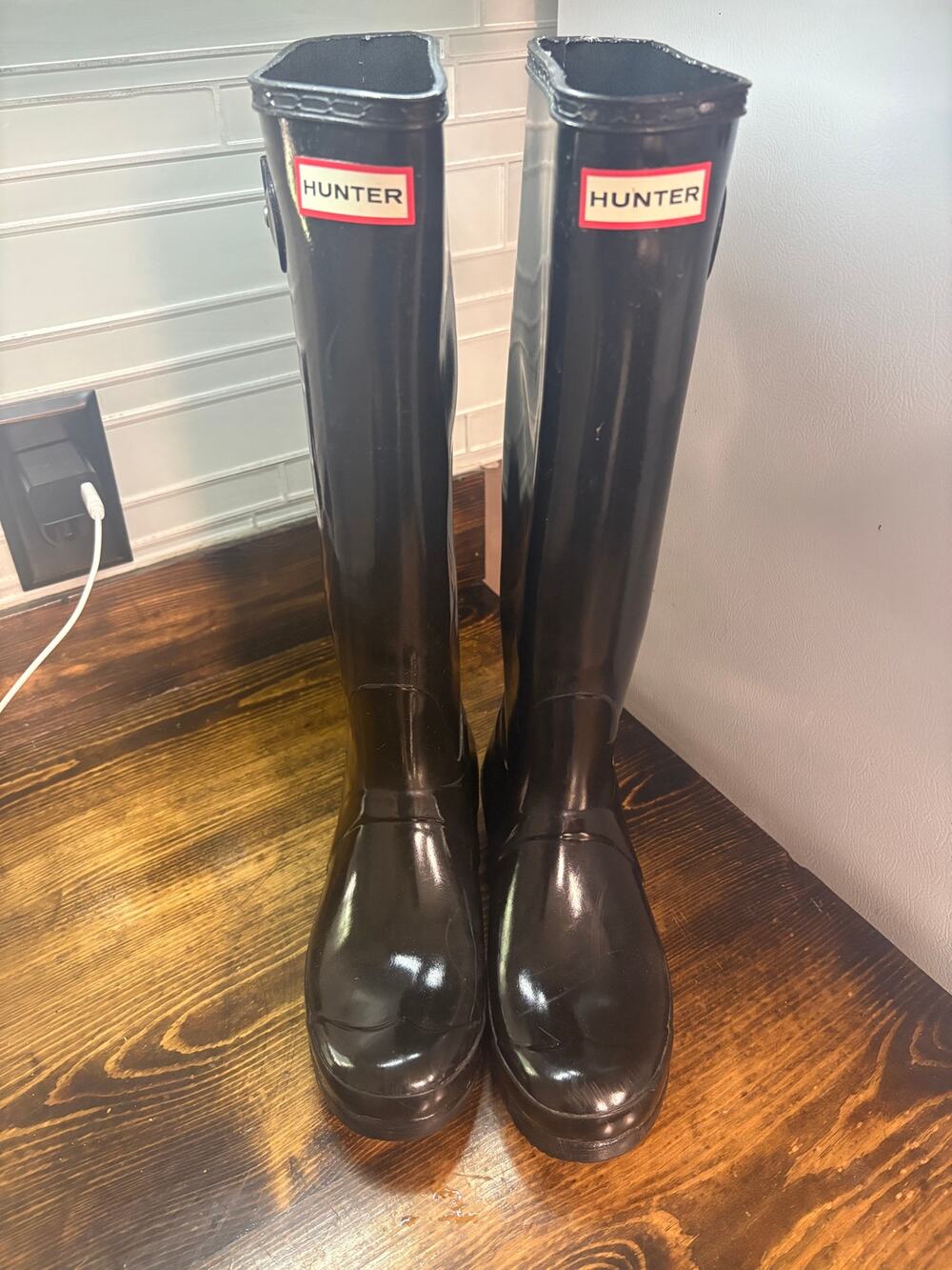 Hunter Tall Black Rain Boots Size 8